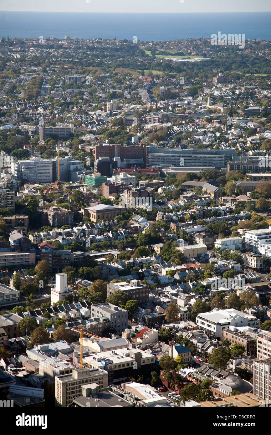 Elevated aerial view of St Vincent's Hospital Darlinghurst Sydney Australia Stock Photo
