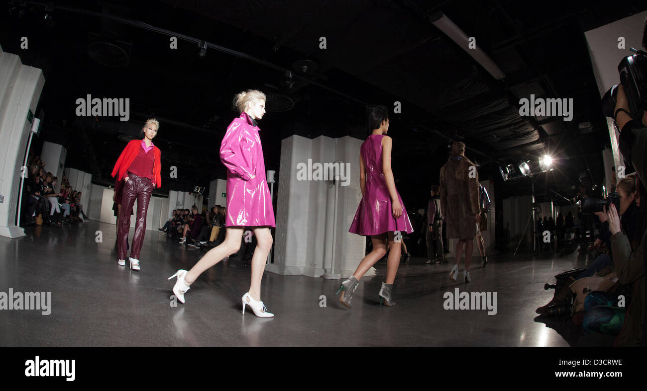 London, England, UK. Saturday, 16 February 2013. Antipodium, by designer Geoffrey J. Finch, catwalk fashion show during London Fashion Week at the London Film Museum in Covent Garden. Photo: CatwalkFashion/Alamay Live News Stock Photo