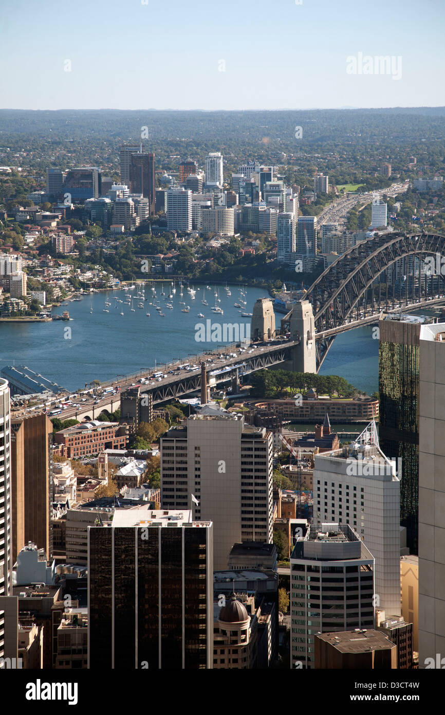 Elevated aerial view looking into Lavender Bay and North Sydney Sydney Australia Stock Photo