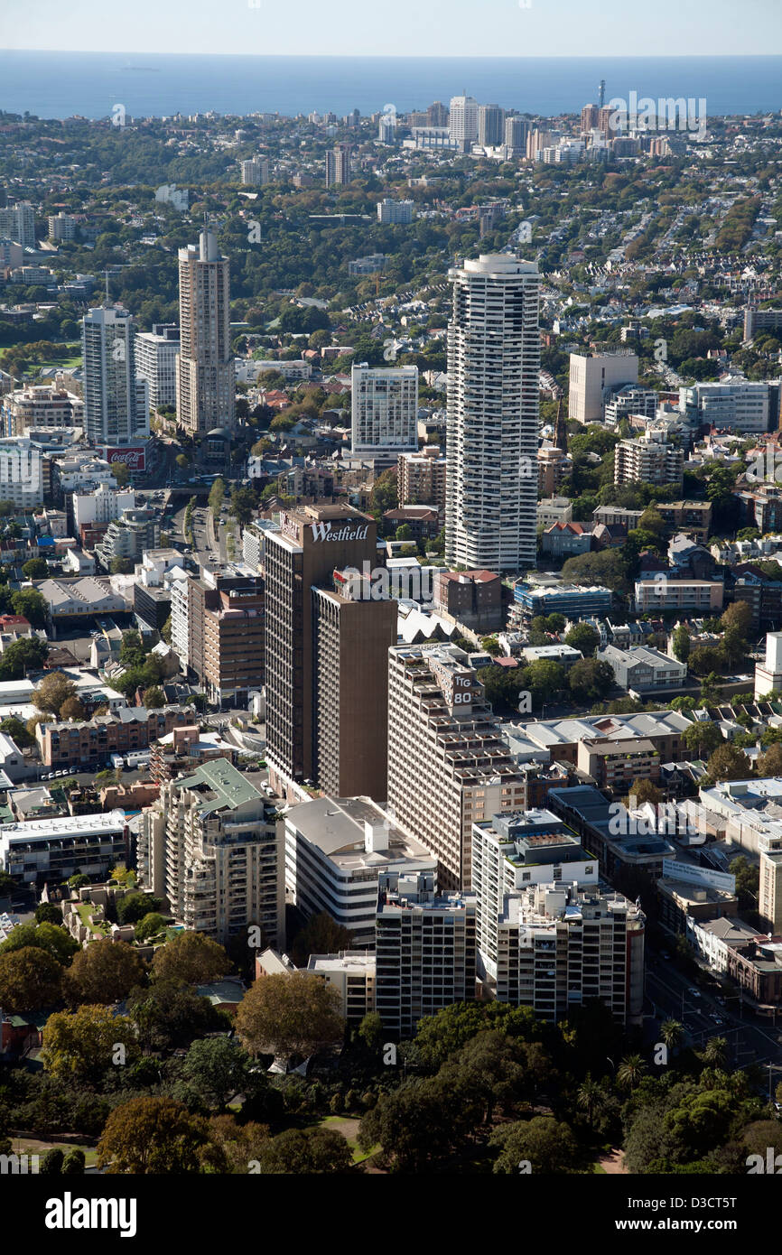 Aerial view of the office buildings and residential apartments that line William Street Darlinghurst Sydney Australia Stock Photo