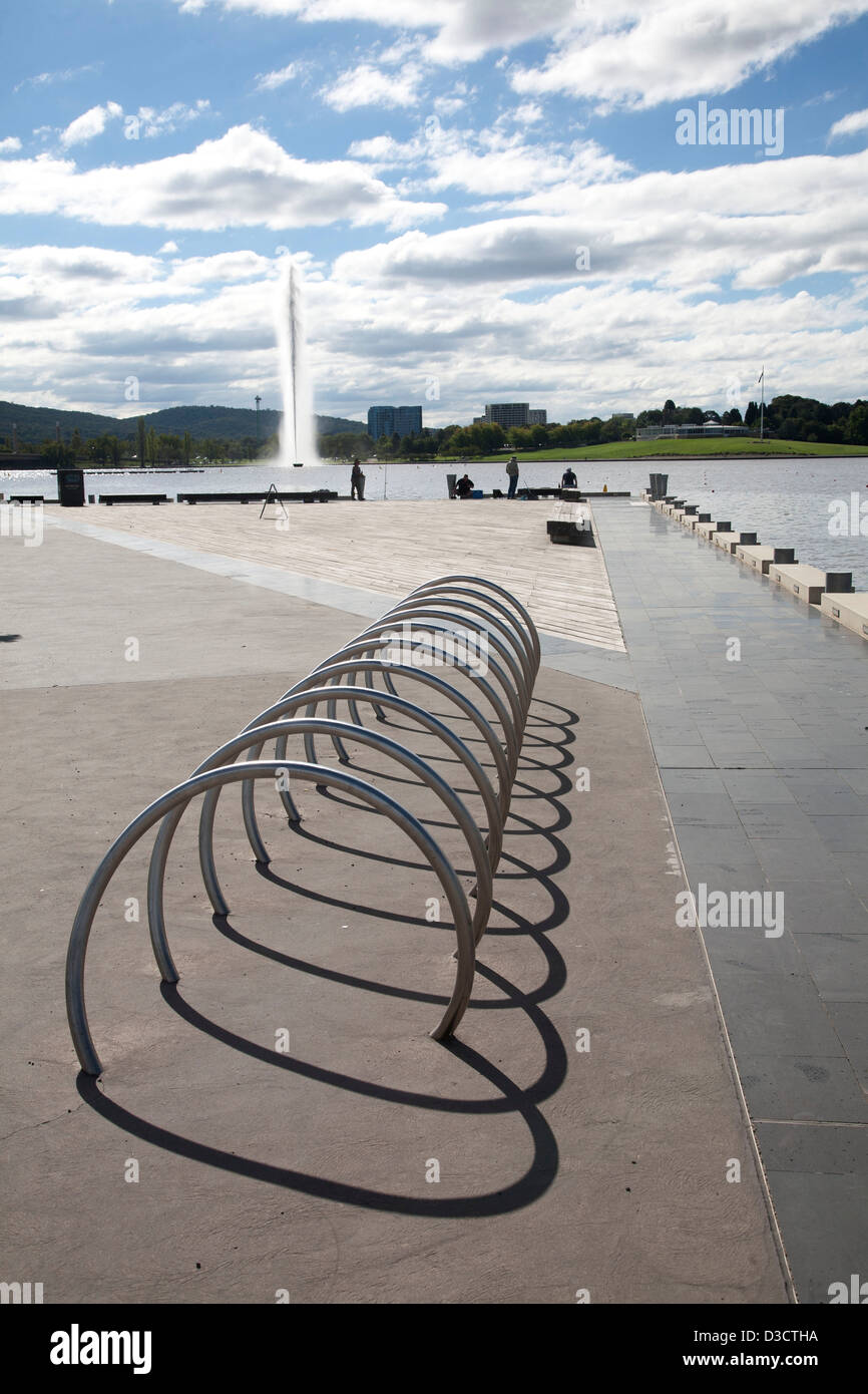 Uber design Bicycle Racks at Lake Burley Griffin Canberra ACT Australia Stock Photo