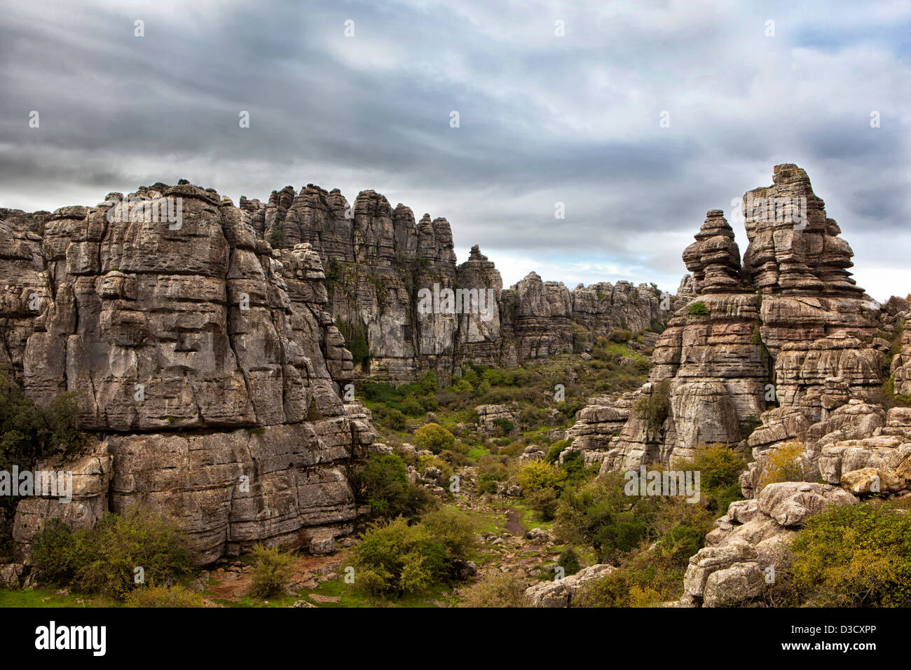Rock formations  in the Torcal de Antequera, a nature reserve in Malaga, Spain Stock Photo