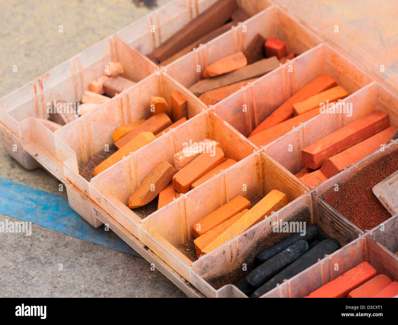 Chalks on the street during Chalk Art Festival in Denver, Colorado