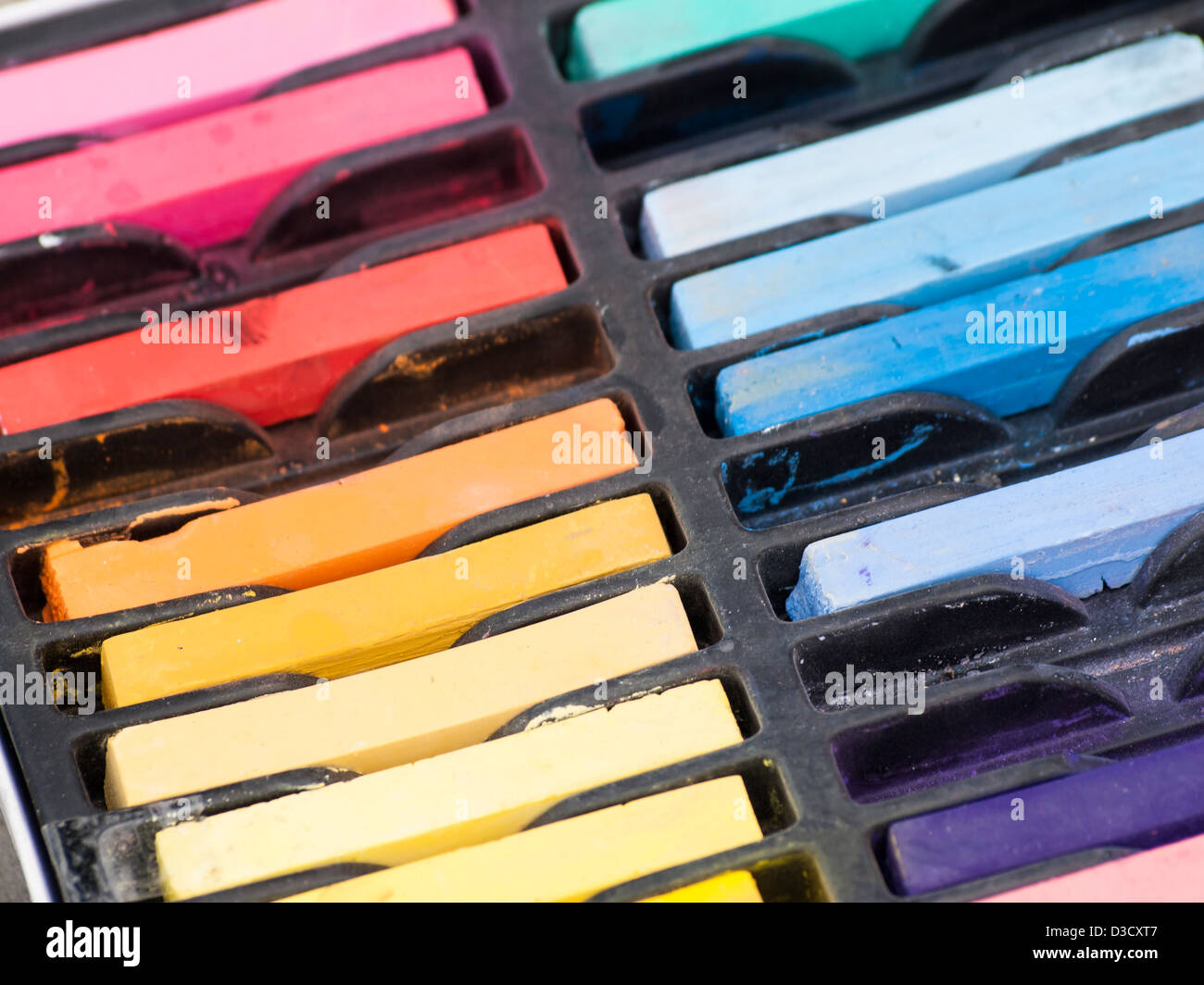 Chalks on the street during Chalk Art Festival in Denver, Colorado