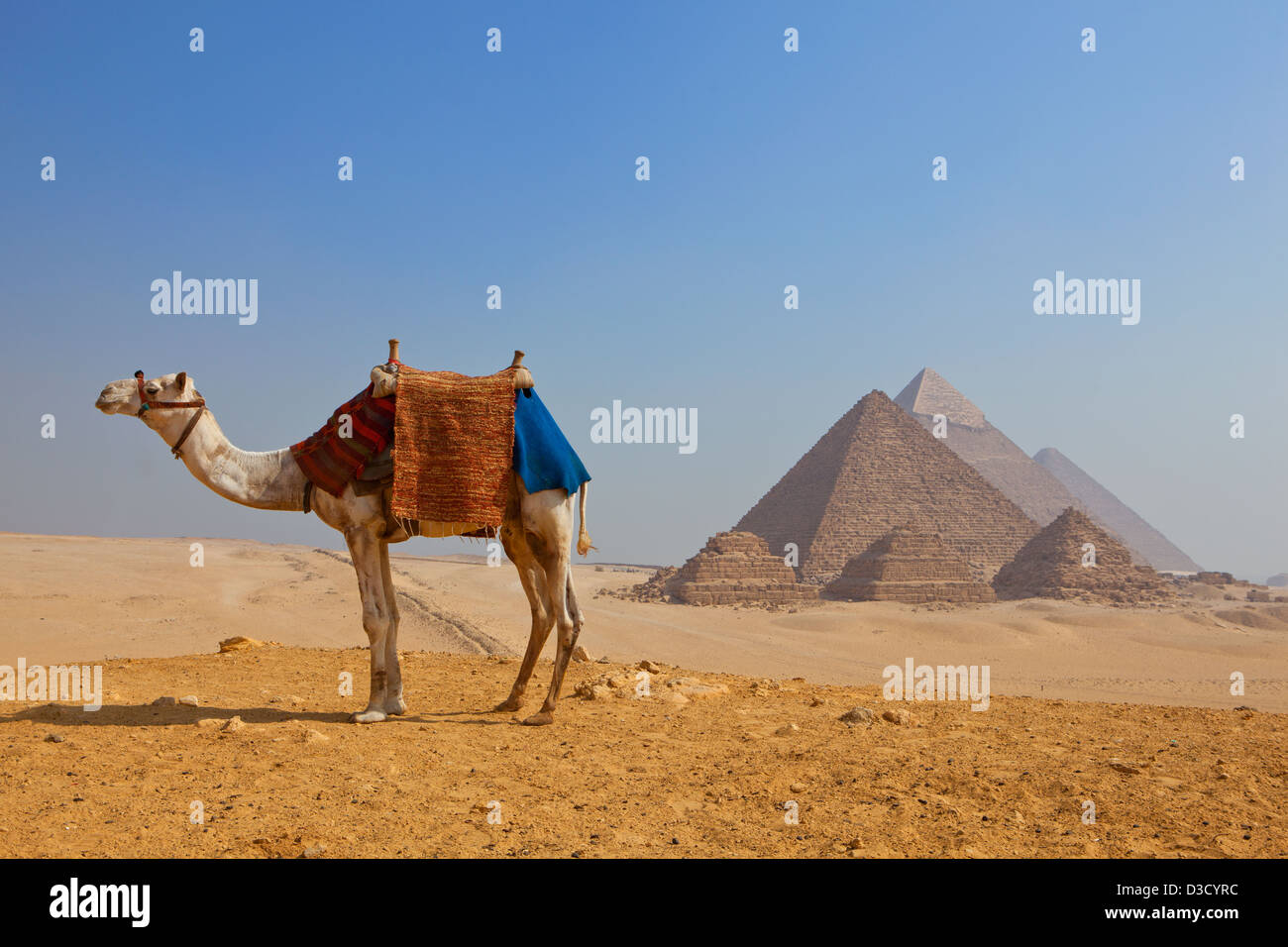 Giza Pyramids in Cairo, Egypt Stock Photo