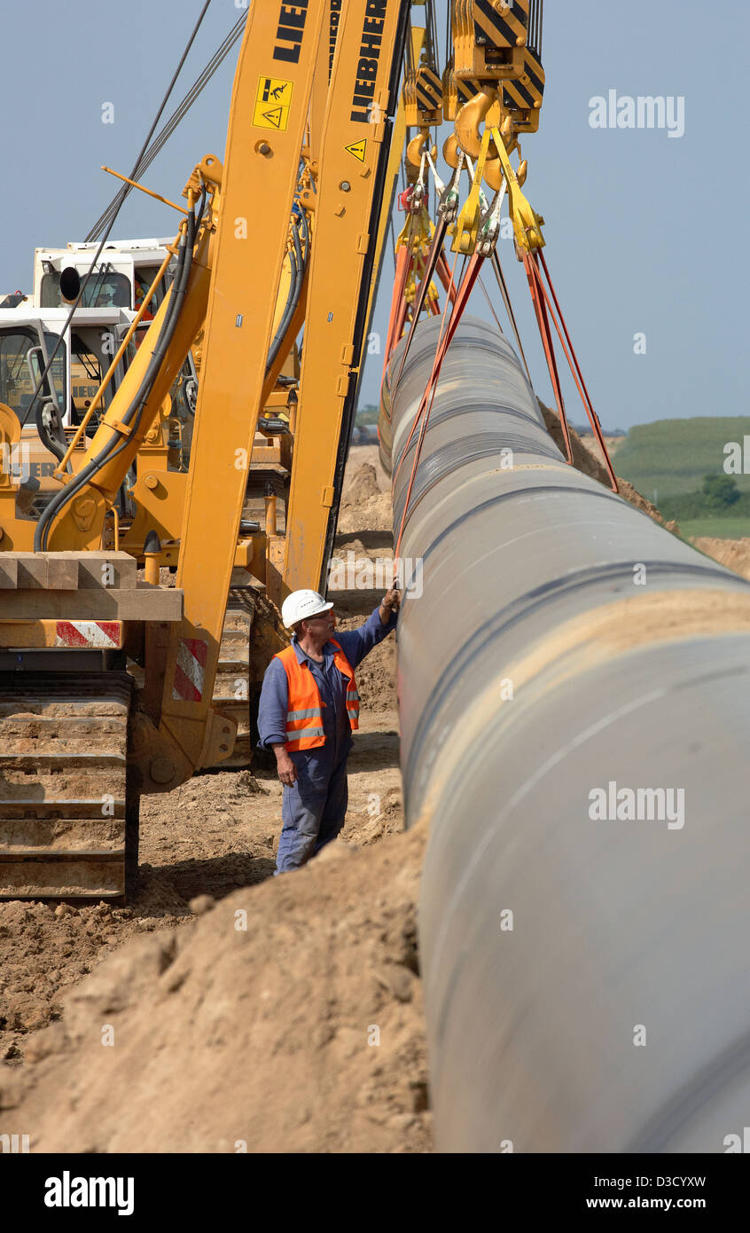 Schulzendorf, Germany, engineer controlled weld one Teilstuecks the OPAL gas pipeline Stock Photo