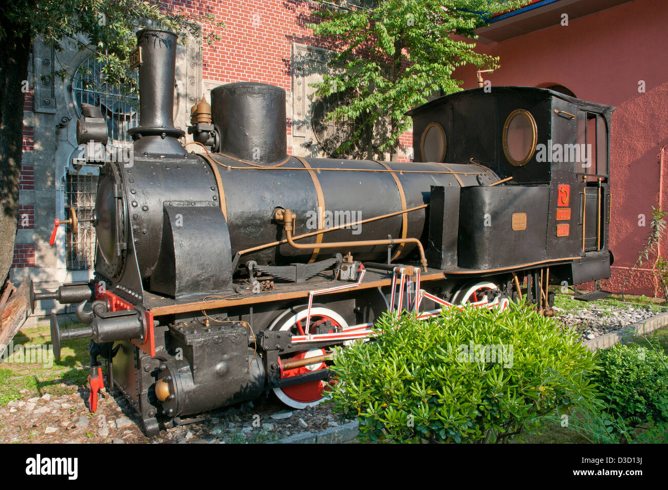 Orient Express Krauss 380/1874 steam locomotive displayed in front the Sirkeci station, Istanbul, Turkey Stock Photo