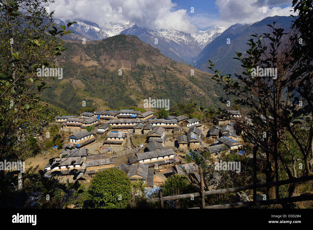 View of a traditional nepalese village Stock Photo