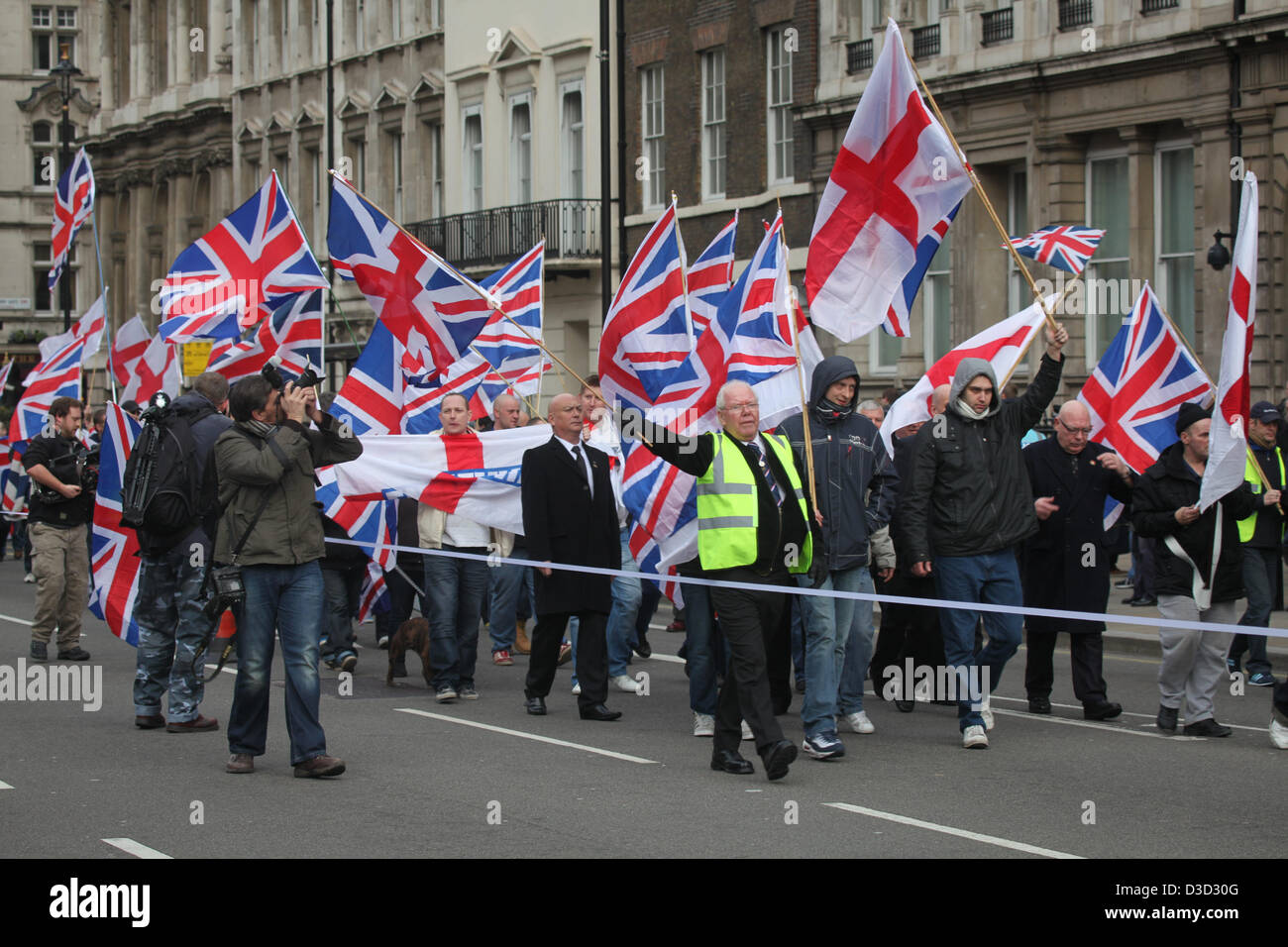 16/02/13 England, London, British Loyalist march throw Whitehall Stock ...