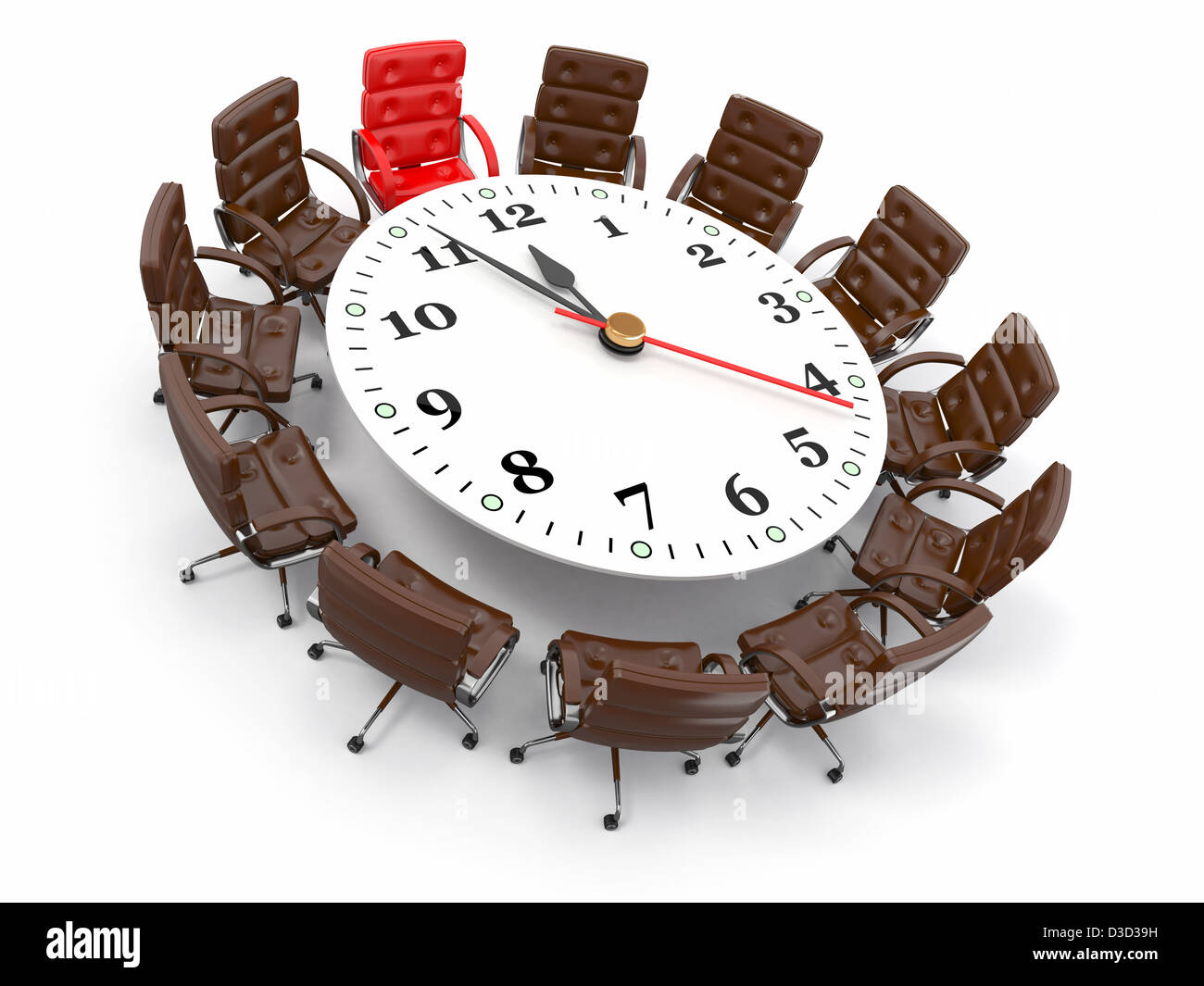 Concept of business meeting or brainstorming. Circle table as clock and