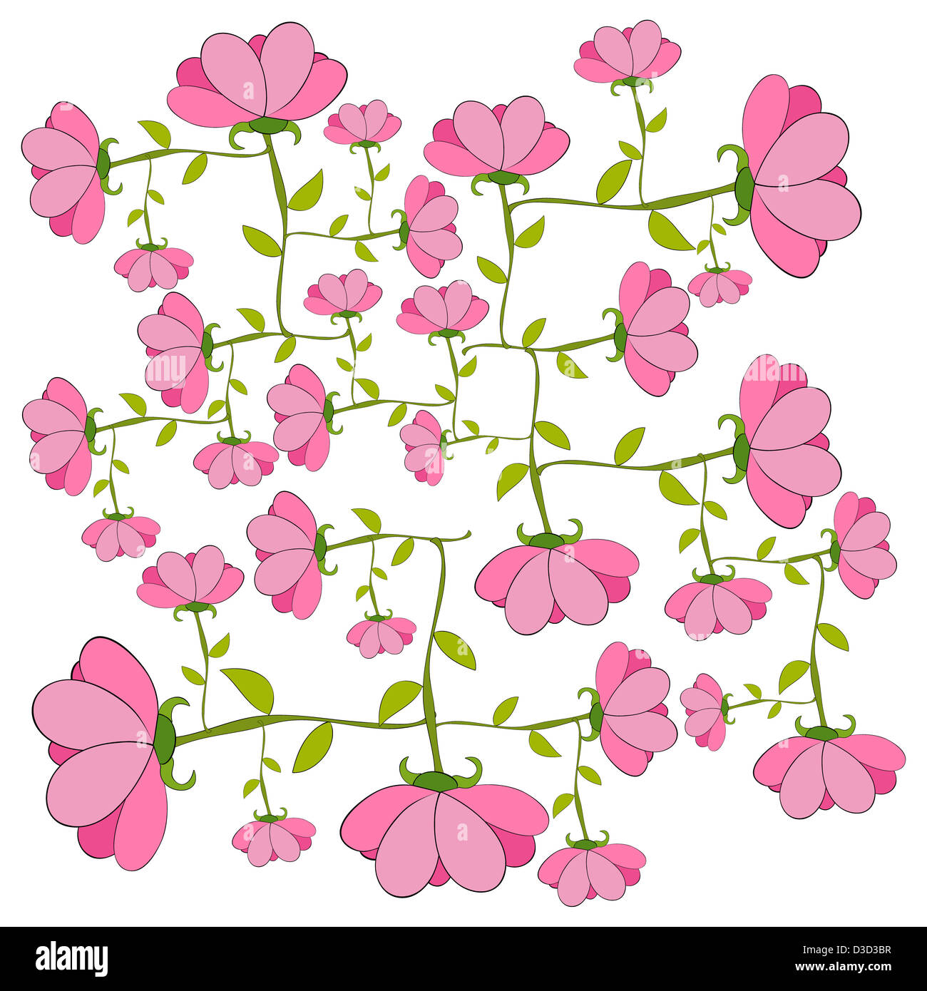 Pink spring flowers isolated. Vector file layered for easy manipulation and custom coloring. Stock Photo