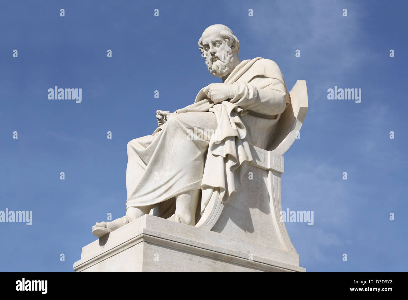 Philosopher Plato outside the Academy of Arts of Athens in Greece. Stock Photo