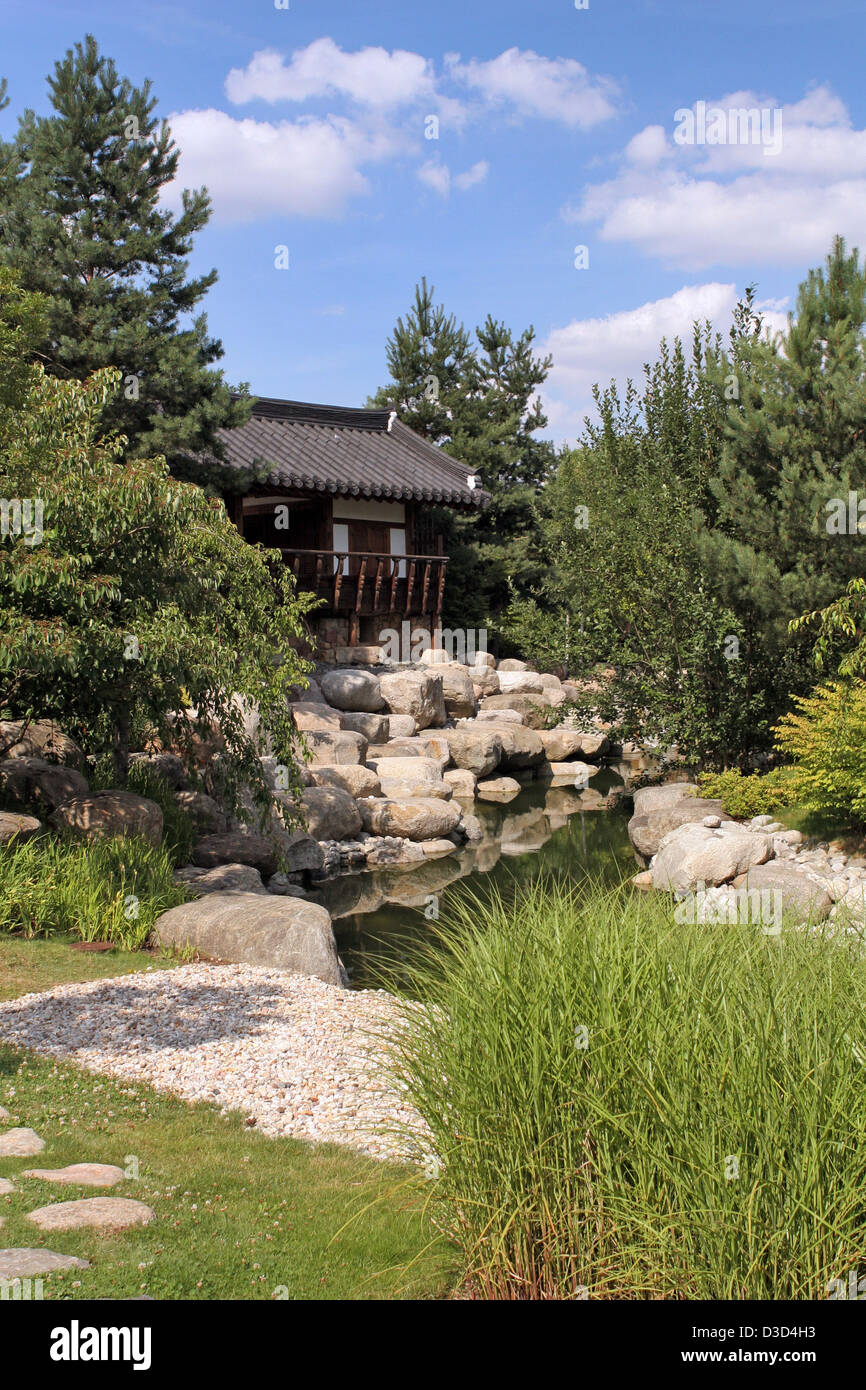 Berlin, Germany, Seoul Garden Pavilion in the Marzahn Recreational Park Stock Photo