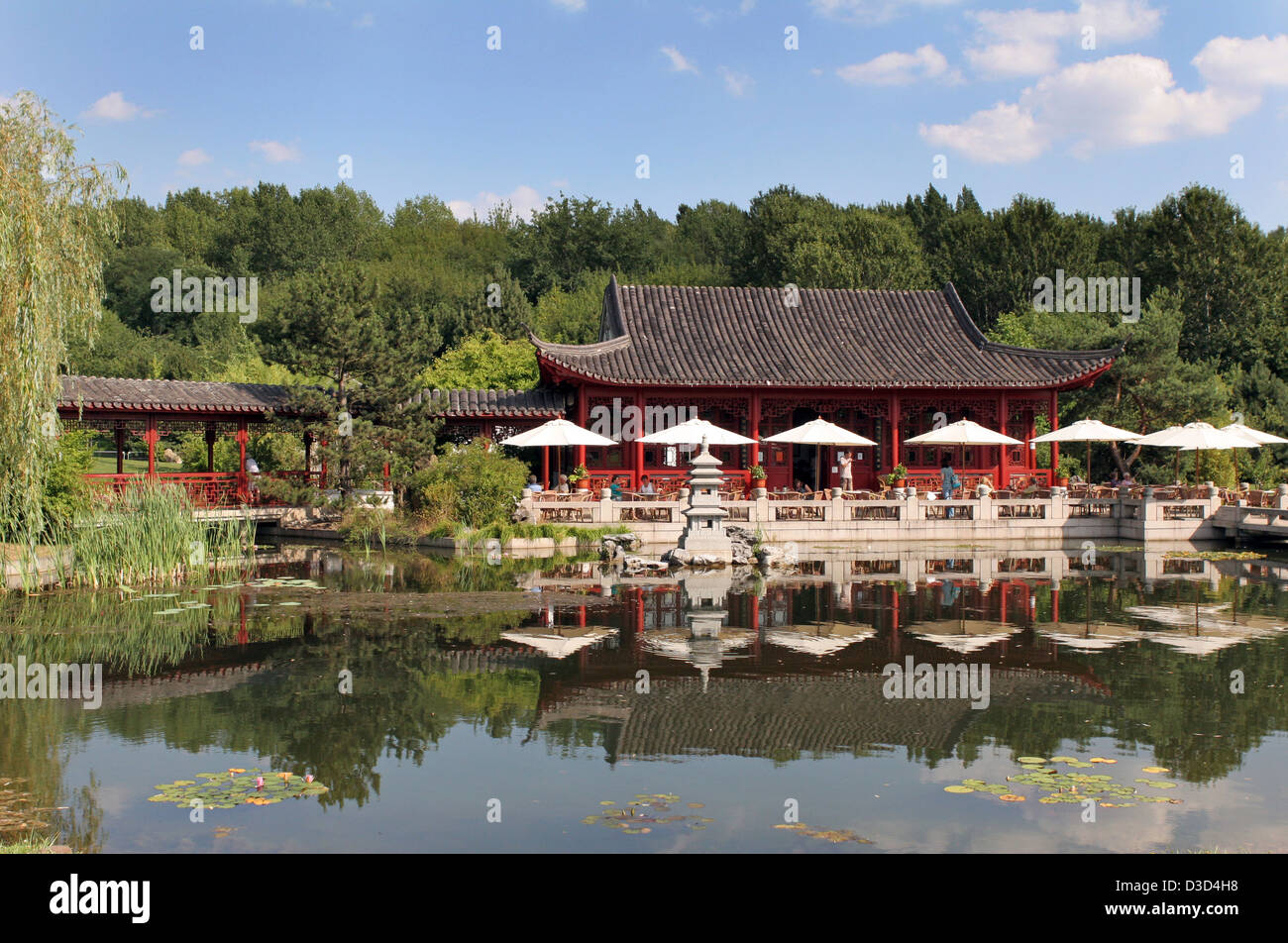 Berlin, Germany, tea house in the Chinese Garden in the Marzahn