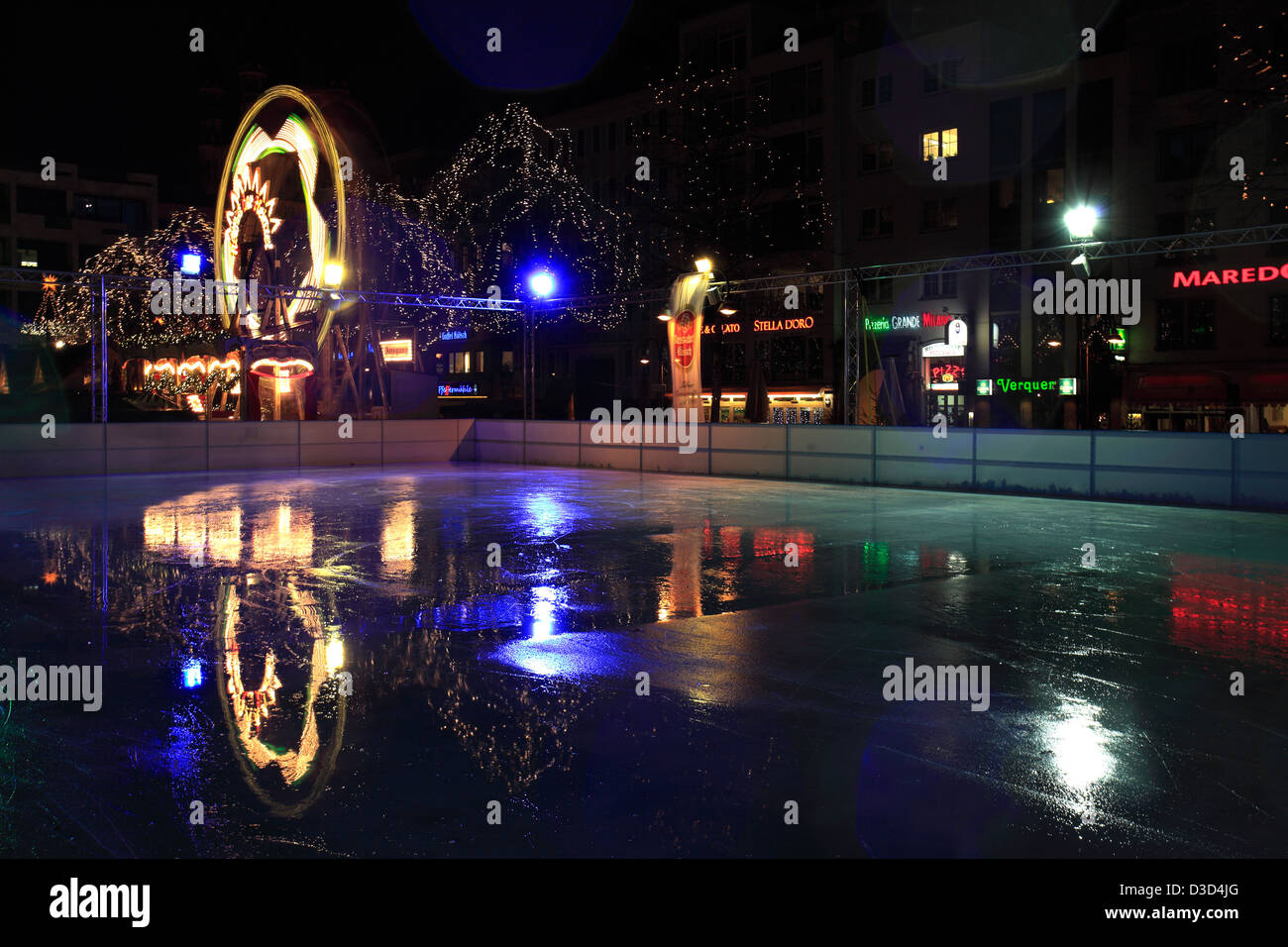 The ice skating rink at the Christmas markets in Cologne City, North
