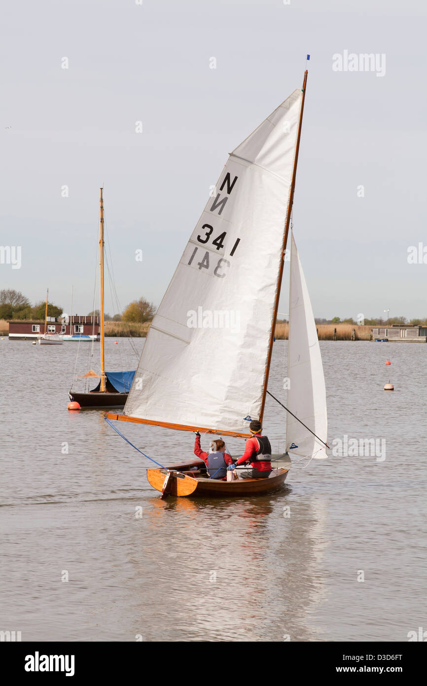 sailing boat on Oulton broad. Stock Photo