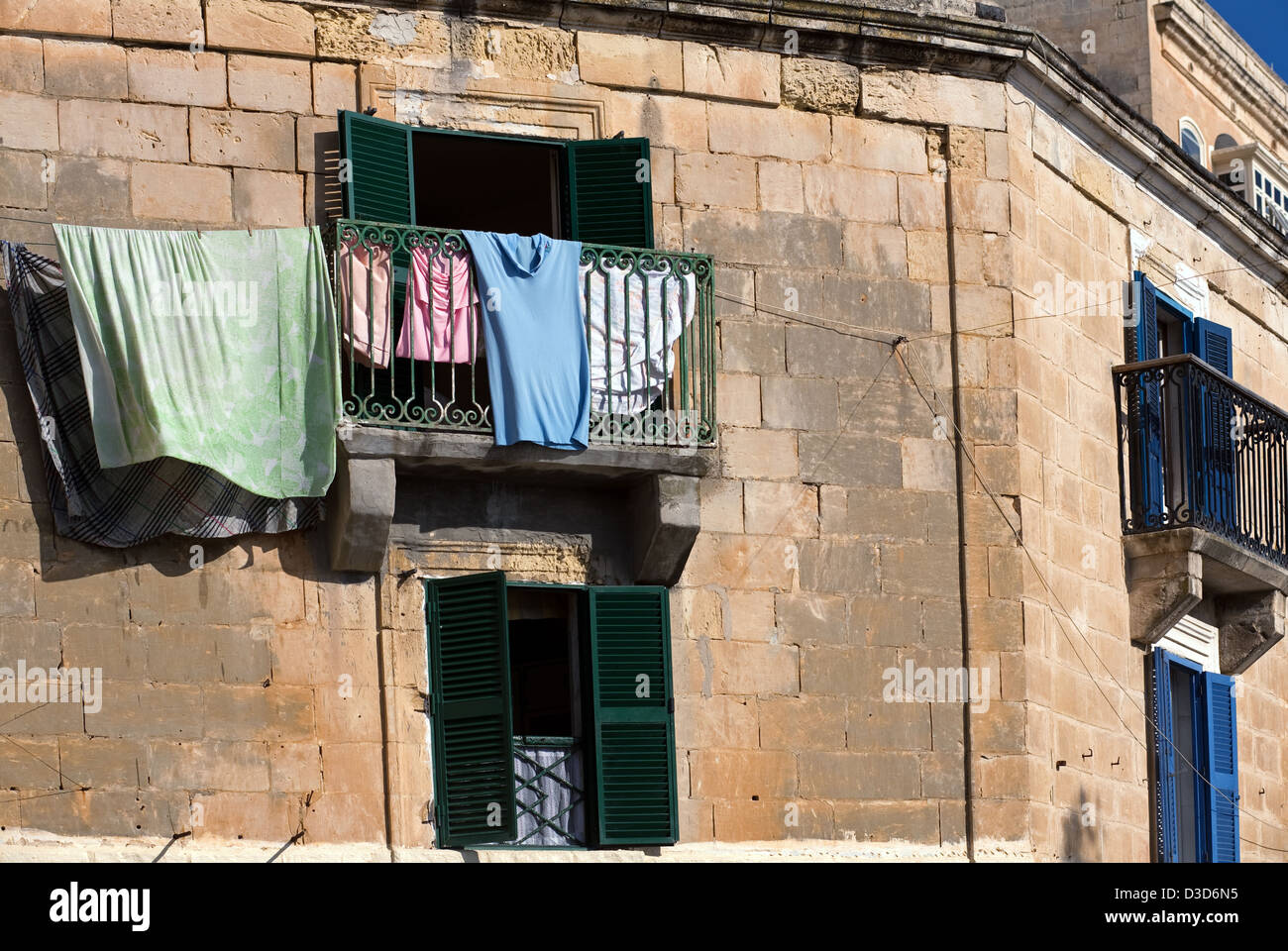 Valletta, Malta, laundry hangs to dry on the balcony Stock Photo Alamy