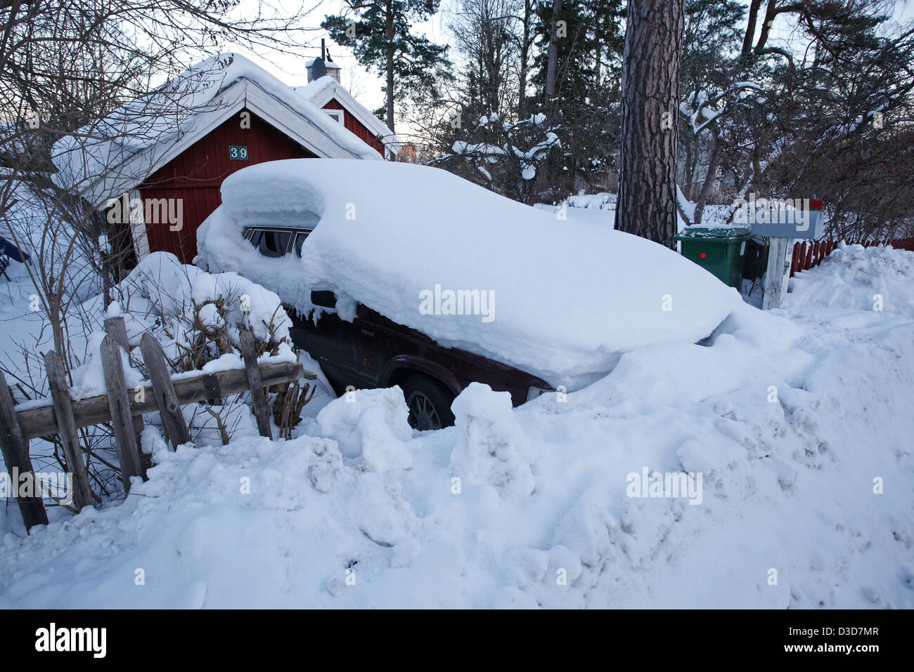 Dill, Sweden, Volvo snowed Stock Photo