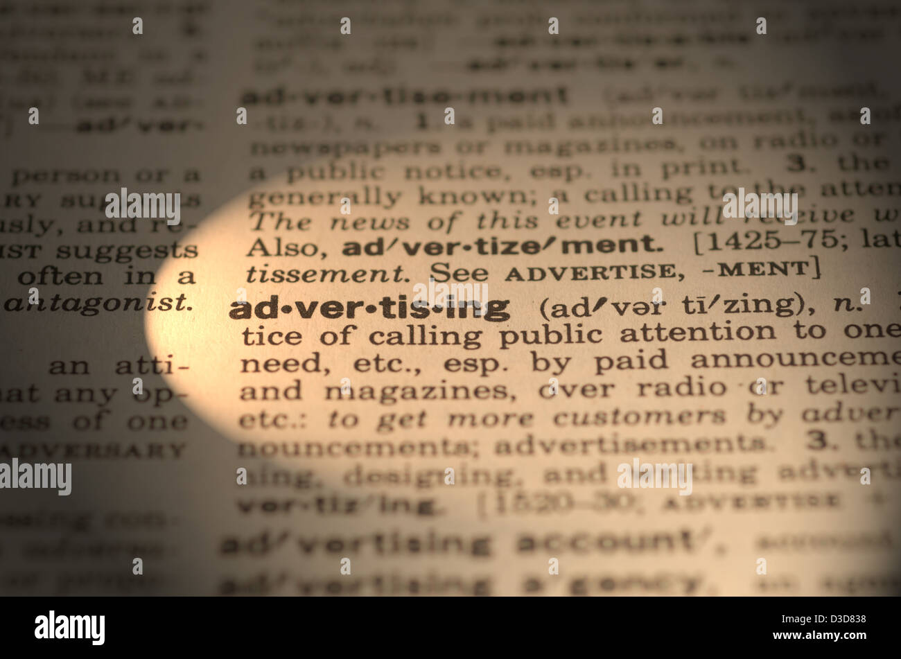 Dictionary definition light up and highlighted Stock Photo Alamy