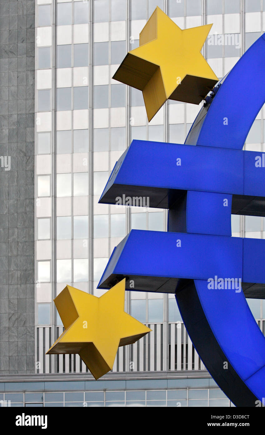 Frankfurt am Main, Germany, star of the euro sign in front of the European Central Bank Stock Photo