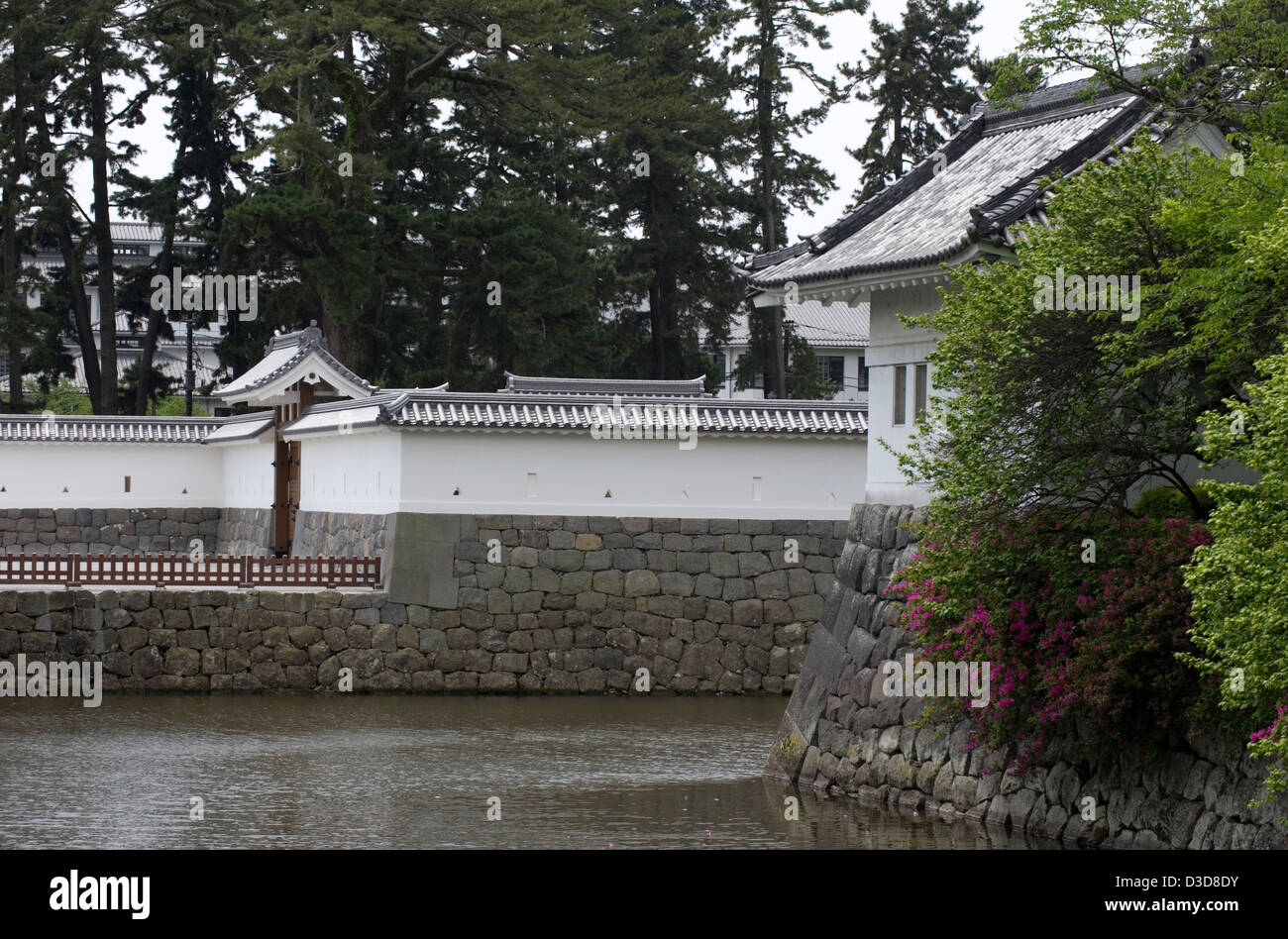 Historic wall, gate, moat and guard house of Odawara Castle, former stronghold of Doi Clan during Kamakura Period in Kanagawa. Stock Photo