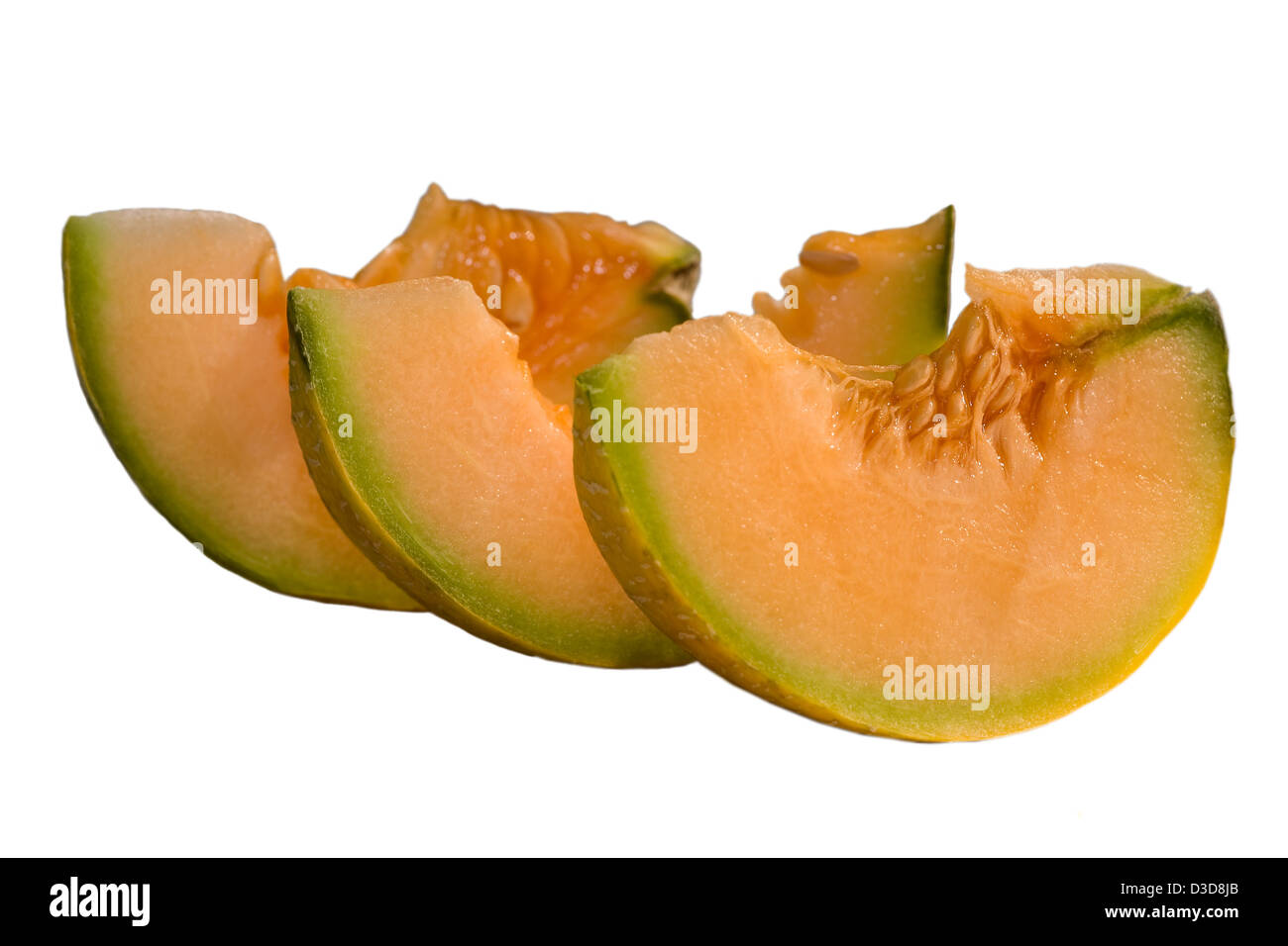 cantaloupe melon slices isolated on white Background Stock Photo Alamy