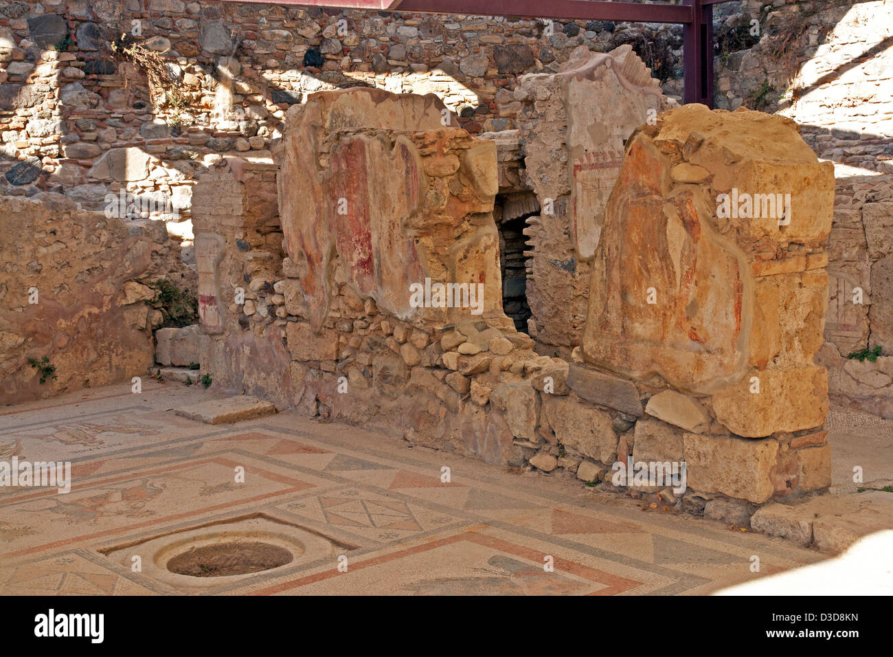 Roman remains in the western archaeological site of Kos Town, on the Greek island of Kos in the dodecanese group Stock Photo