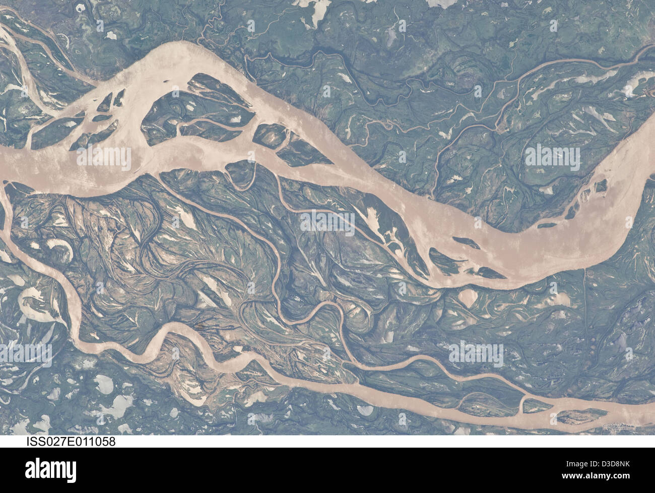 Parana River Floodplain, Northern Argentina (NASA, International Space Station, 04/09/11) Stock Photo
