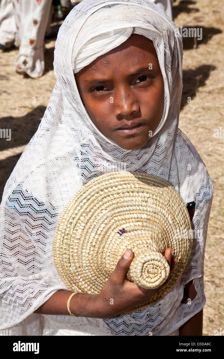 Portrait of a Local Girl Taken During Timkat (The Festival of Epiphany), Gondar, Ethiopia Stock Photo