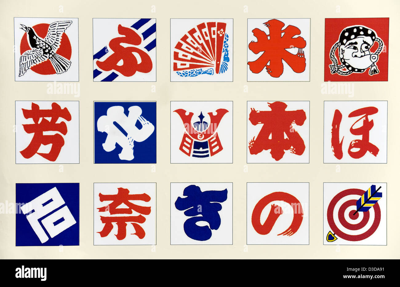Chart showing small selection of Japanese kite designs appearing at