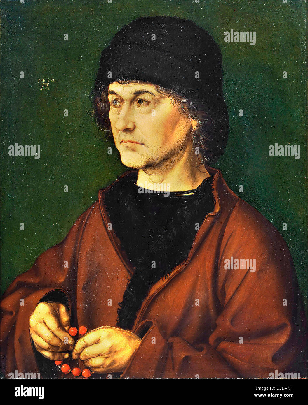 Albrecht Durer, Portrait of Durer's Father. 1490 Oil on panel. Uffizi, Florence. Stock Photo