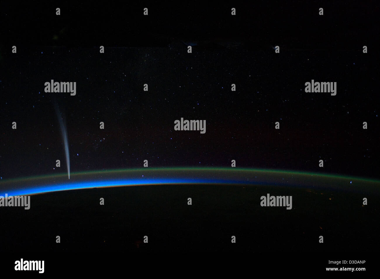Comet Lovejoy, Earth's Horizon (NASA, International Space Station, 12/21/11) Stock Photo