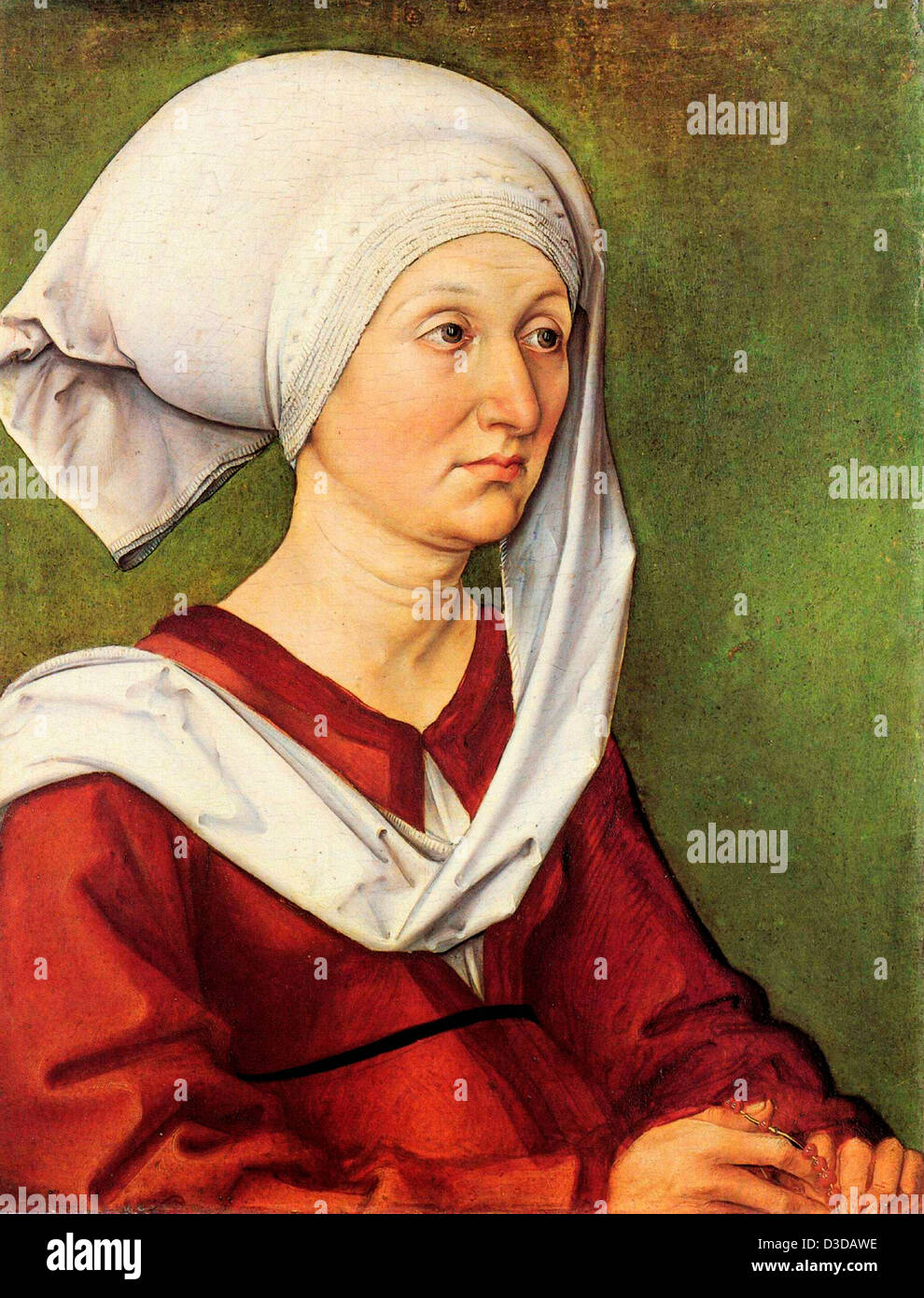Albrecht Durer, Portrait of Barbara Durer. 1490 Oil on panel. Germanisches Nationalmuseum, Nuremberg. Stock Photo