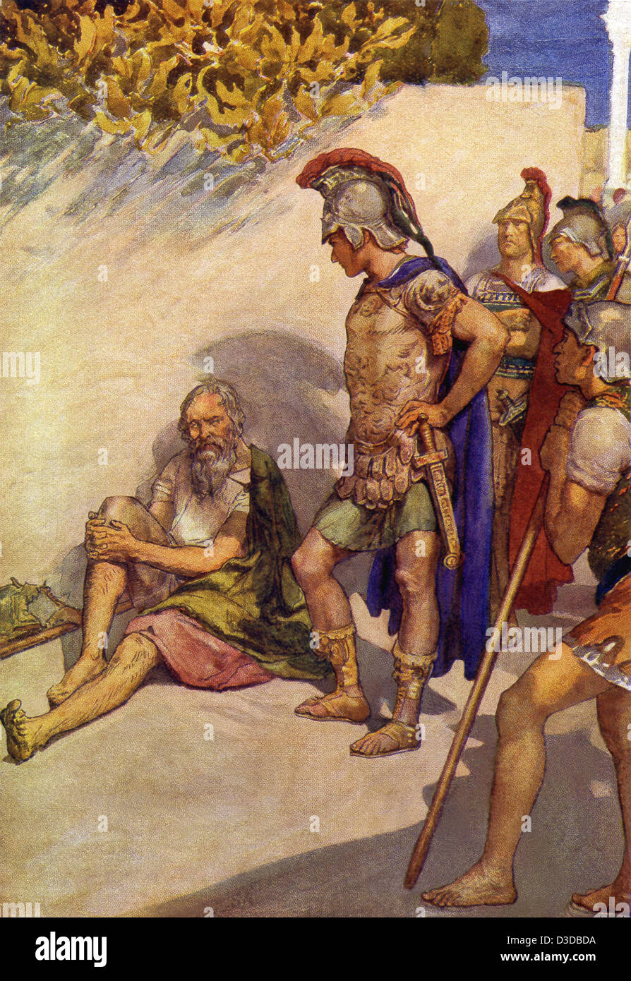When Alexander the Great asked Diogenes what he might do for him, Diogenes  told him to get out of his sunlight Stock Photo - Alamy