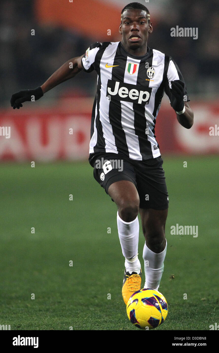 16.02.2013. Rome Italy. Olympic Stadium. Pogba (juventus)  in action during the match between Roma and Juventus 1-0 Stock Photo