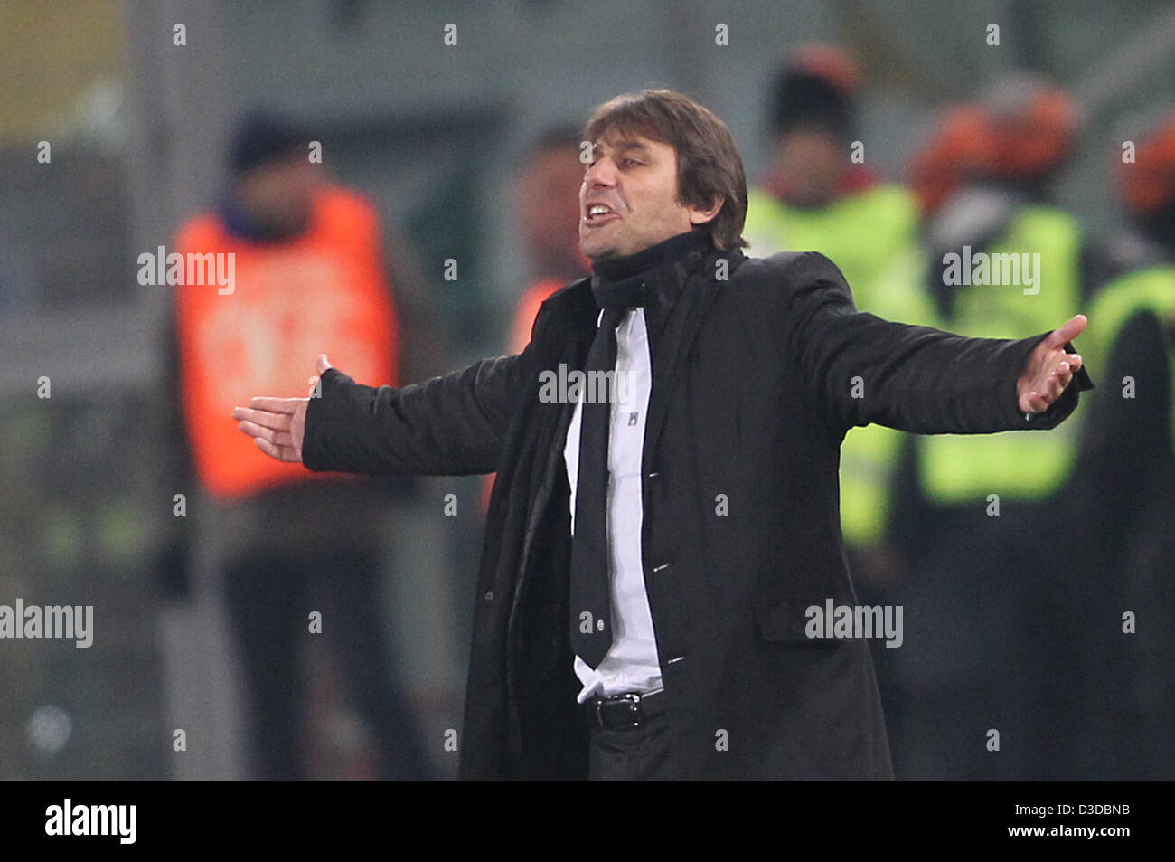 16.02.2013. Rome Italy. Olympic Stadium. Conte (coach juventus) during the Serie A league match  between Roma and Juventus. Stock Photo