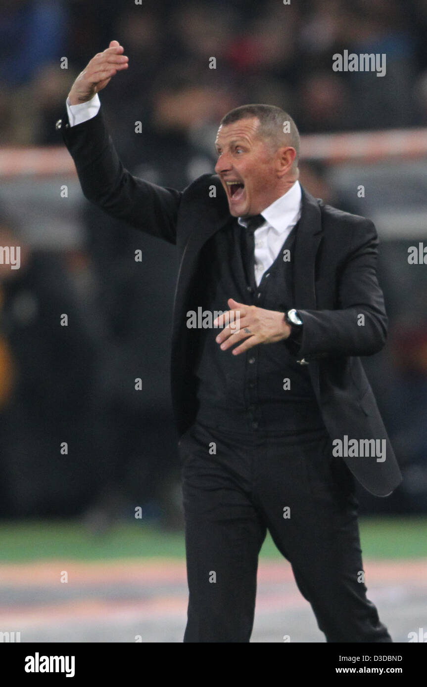 16.02.2013. Rome Italy. Olympic Stadium. Andreazoli (Roma coach) during the match between Roma and Juventus 1-0 Stock Photo