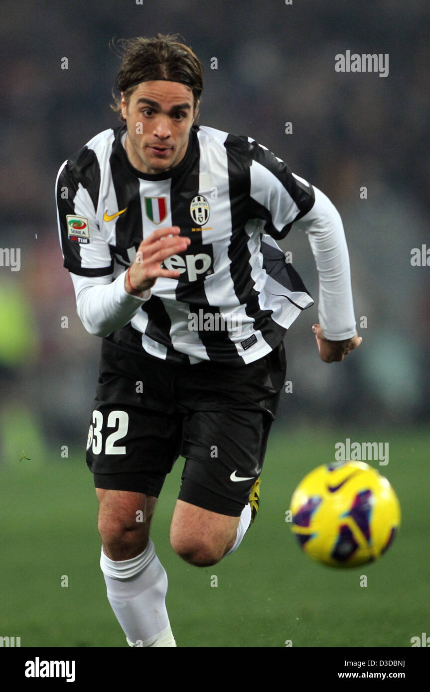 16.02.2013. Rome Italy. Olympic Stadium. Matri (juventus) during the Serie A league match  between Roma and Juventus. Stock Photo