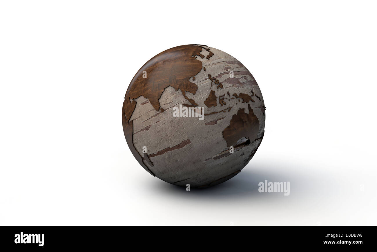 wooden world isolated on white background Stock Photo - Alamy