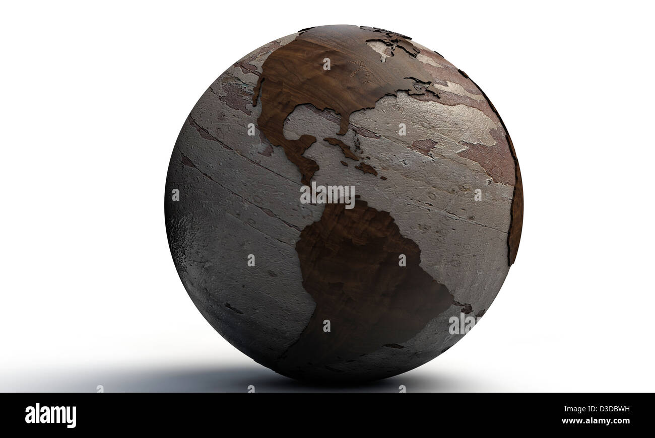 wooden world isolated on white background Stock Photo - Alamy