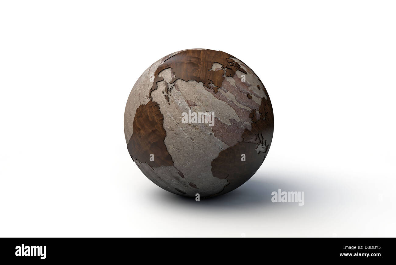 wooden world isolated on white background Stock Photo - Alamy