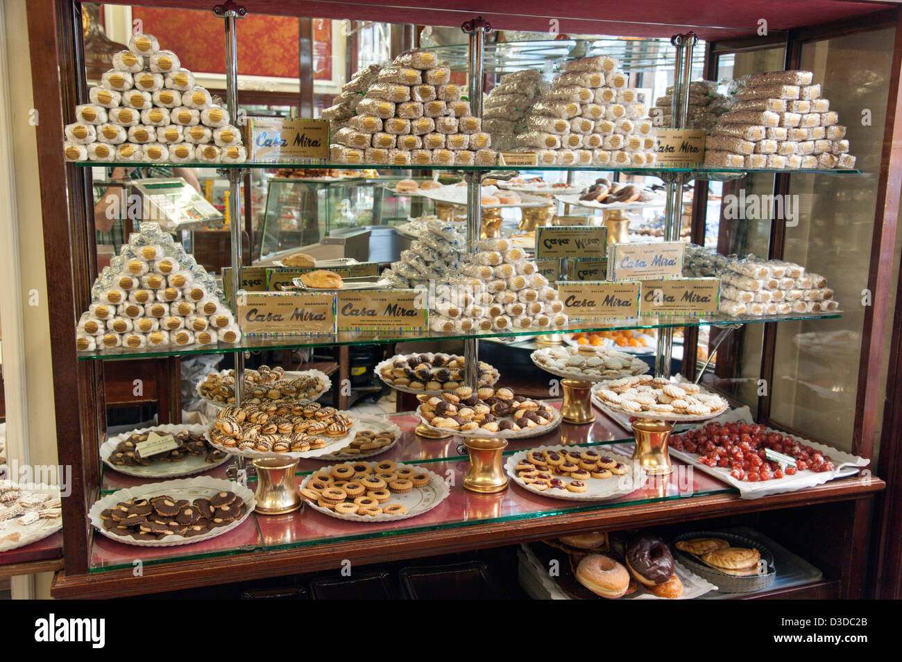 Shop display of fine quality nougat at Casa Mira, Madrid, Spain Stock Photo