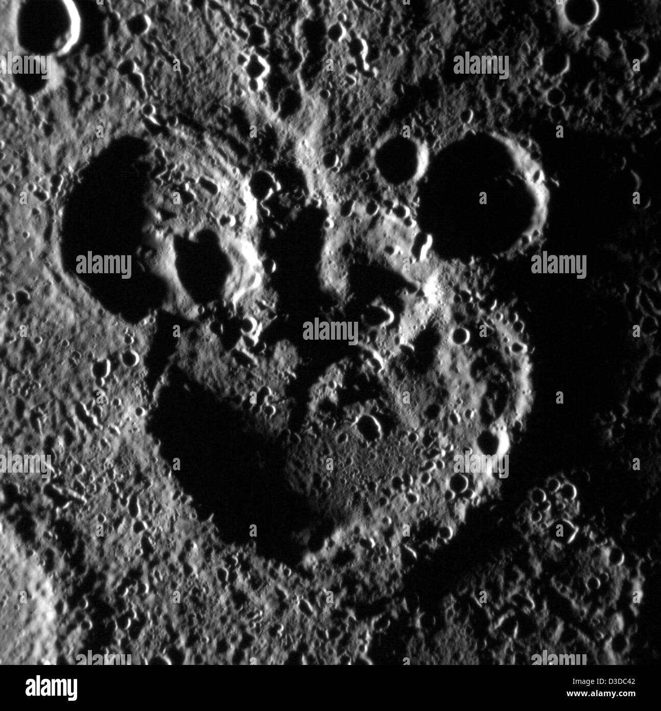 Mickey Mouse Spotted on Mercury! (NASA, MESSENGER, 06/03/12) Stock Photo