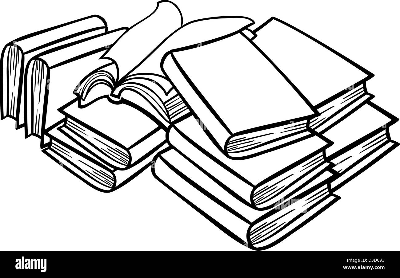Stack Of School Books Vector Black and White Stock Photos & Images - Alamy