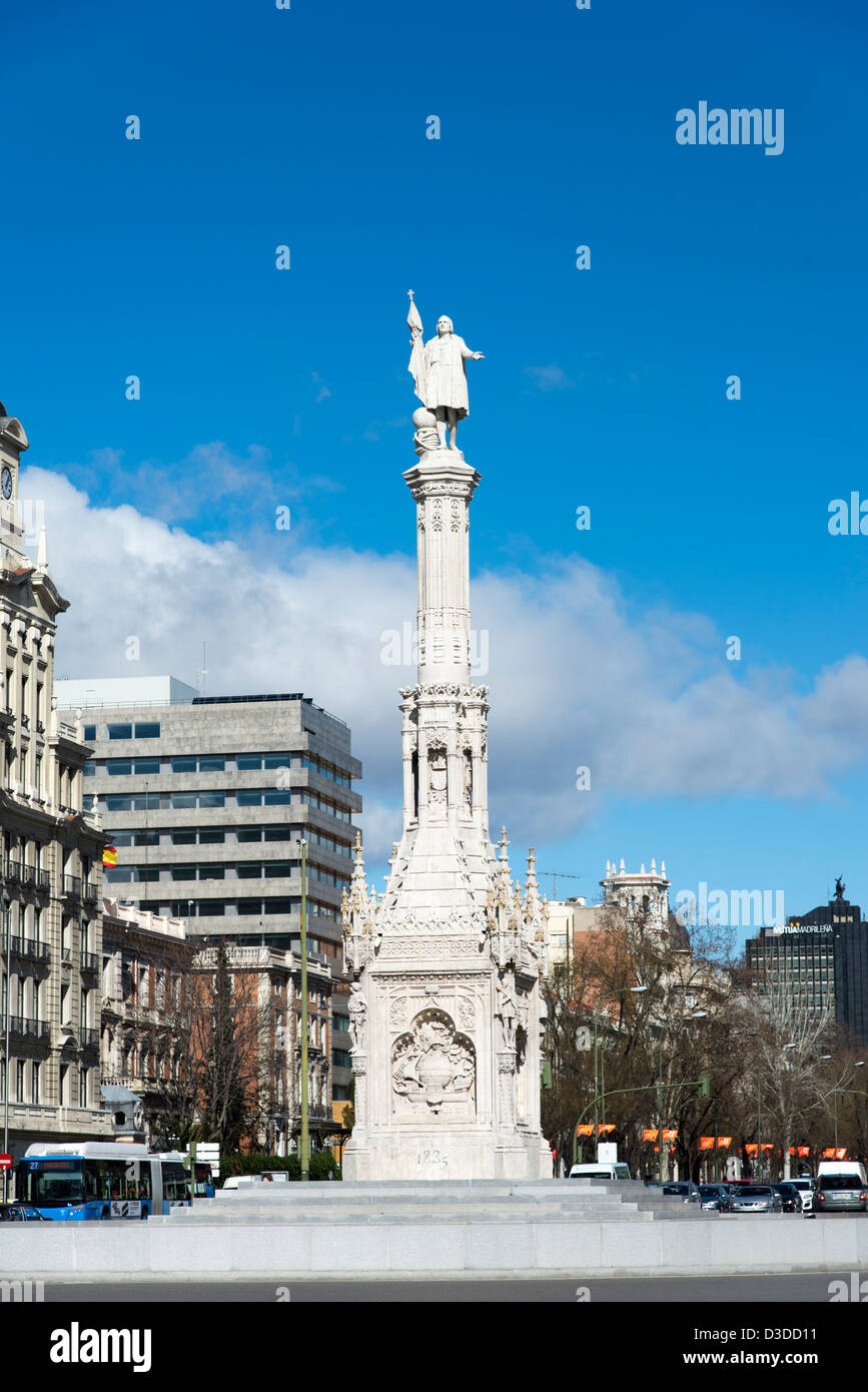 Monument to Christoper Colombus on Plaza de Colon Stock Photo