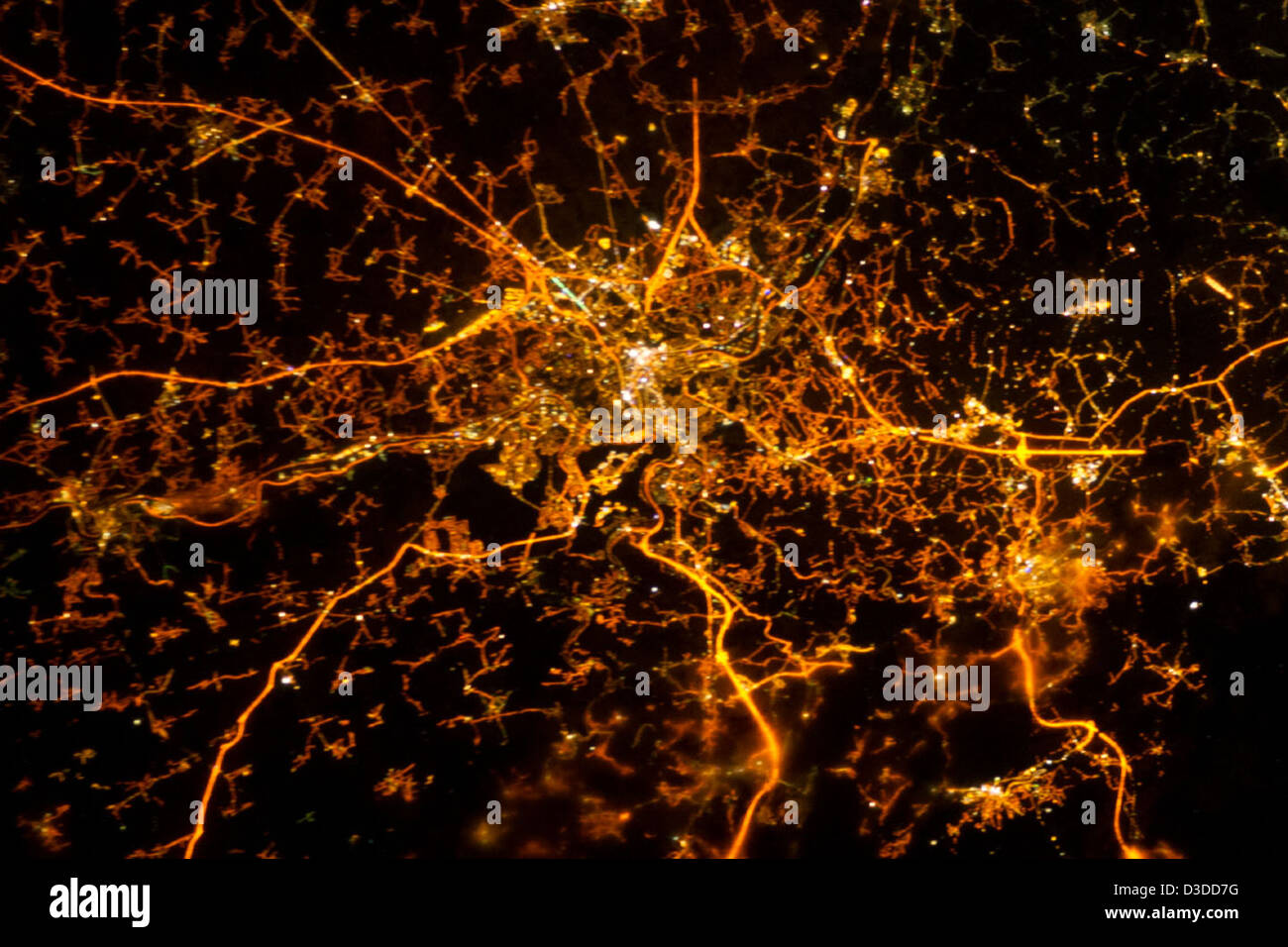 Liege, Belgium at Night (NASA, International Space Station, 12/08/12) Stock Photo