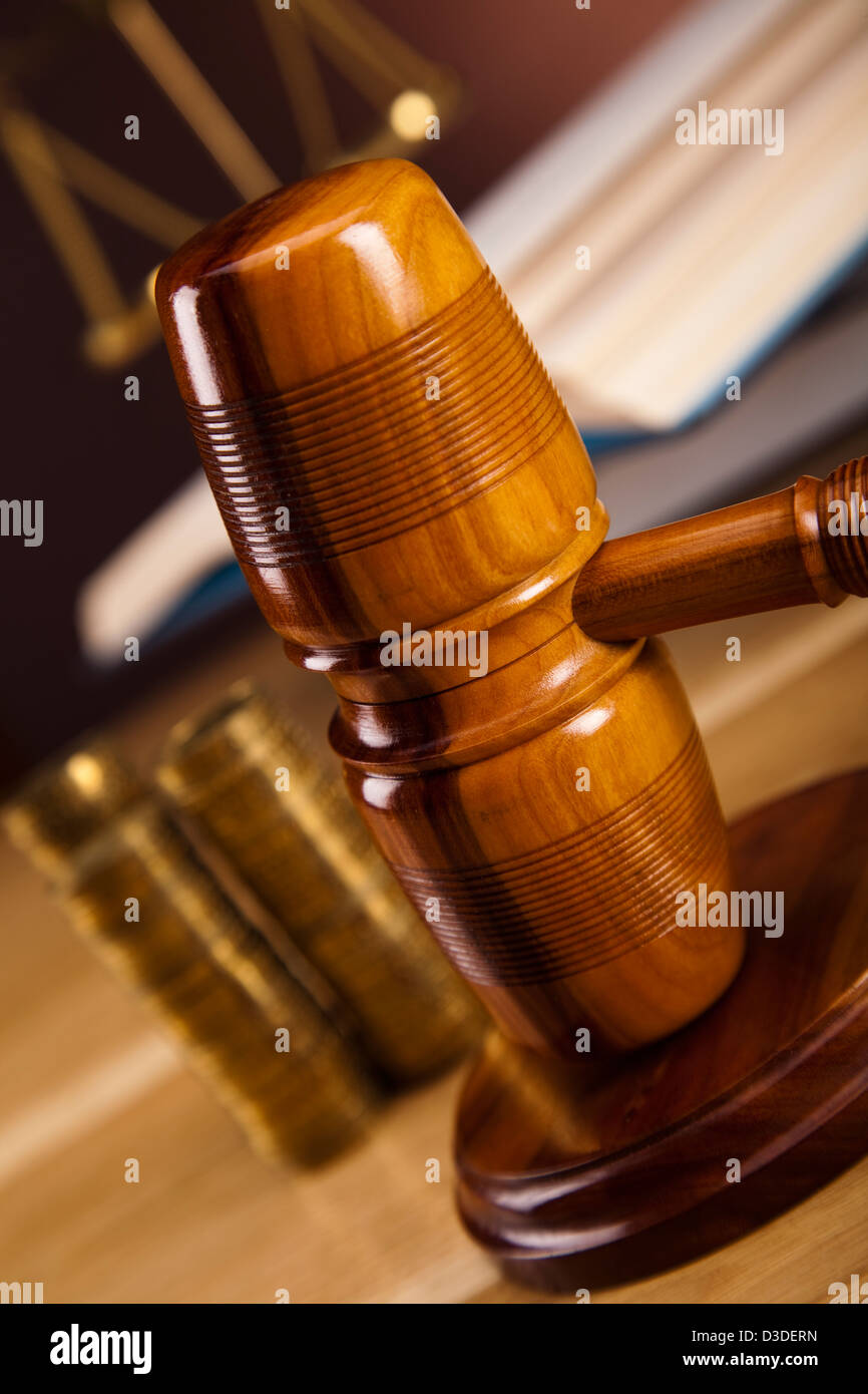 Law and golden coins concept Stock Photo Alamy