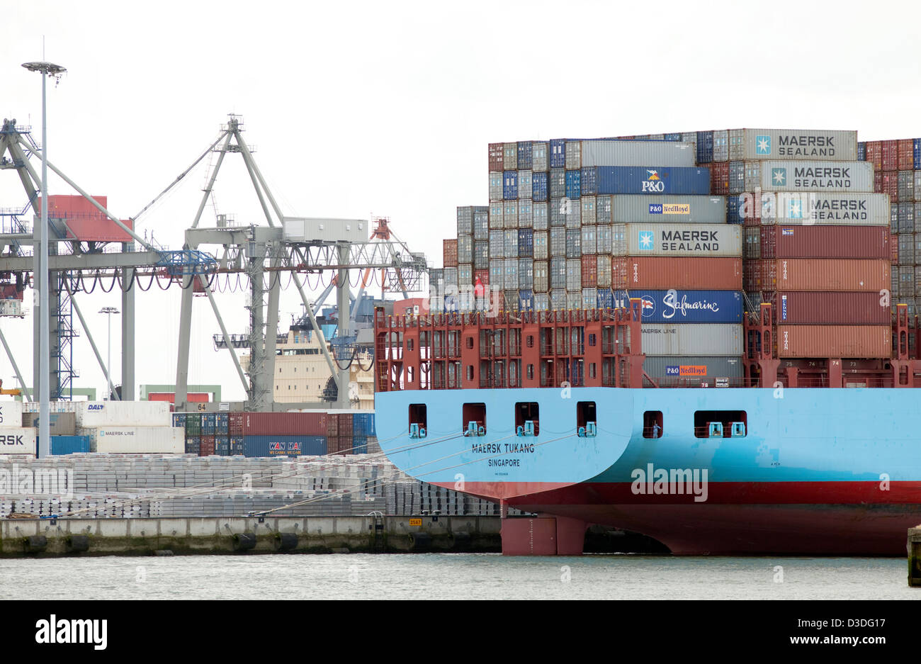 Rotterdam, Netherlands, container ship in the port of Rotterdam Stock Photo