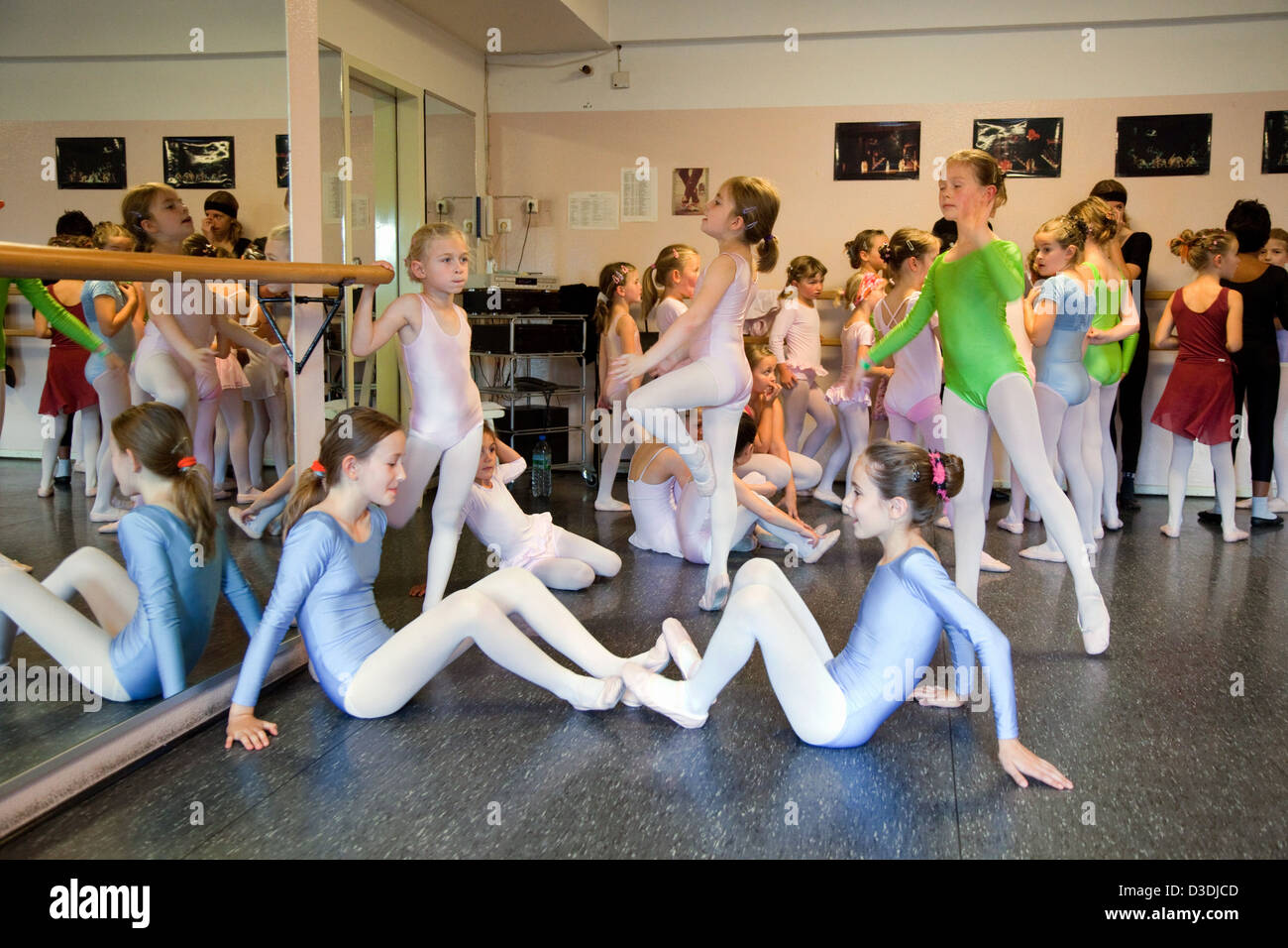 Duisburg, Germany, girls during the ballet rehearsal at the ballet