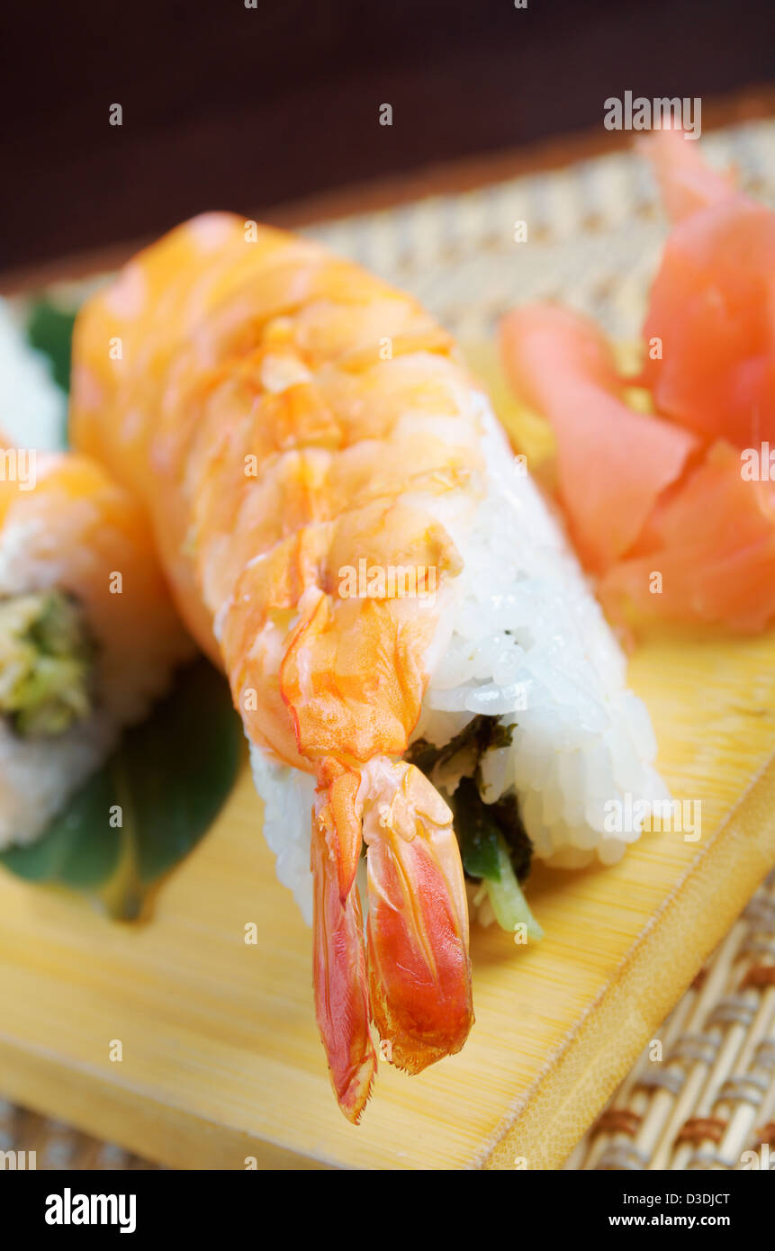 Japanese sushi traditional japanese food.Roll made of Smoked fish Stock Photo